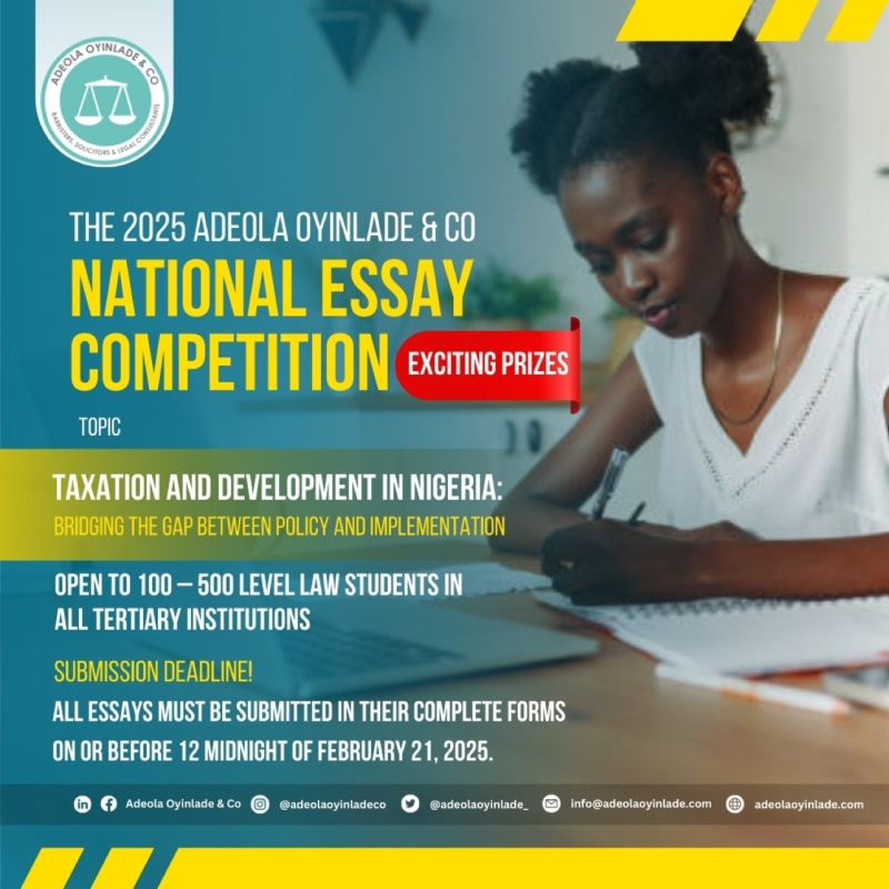 The 2025 Adeola Oyinlade & Co National Essay Competition for Law Students